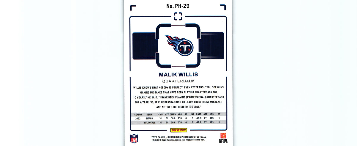 Malik Willis 2022 Chronicles PH-29 RC
