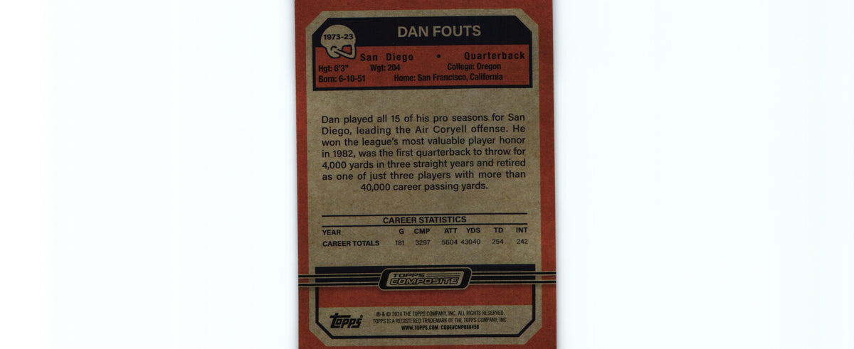 Dan Fouts 2023 Topps 1973-23