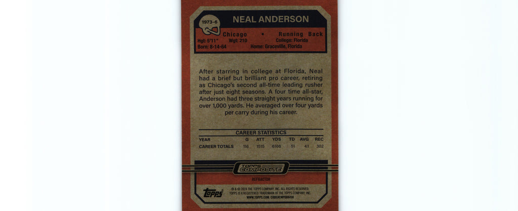 Neal Anderson 2023 REFRACTOR Topps 1973-6