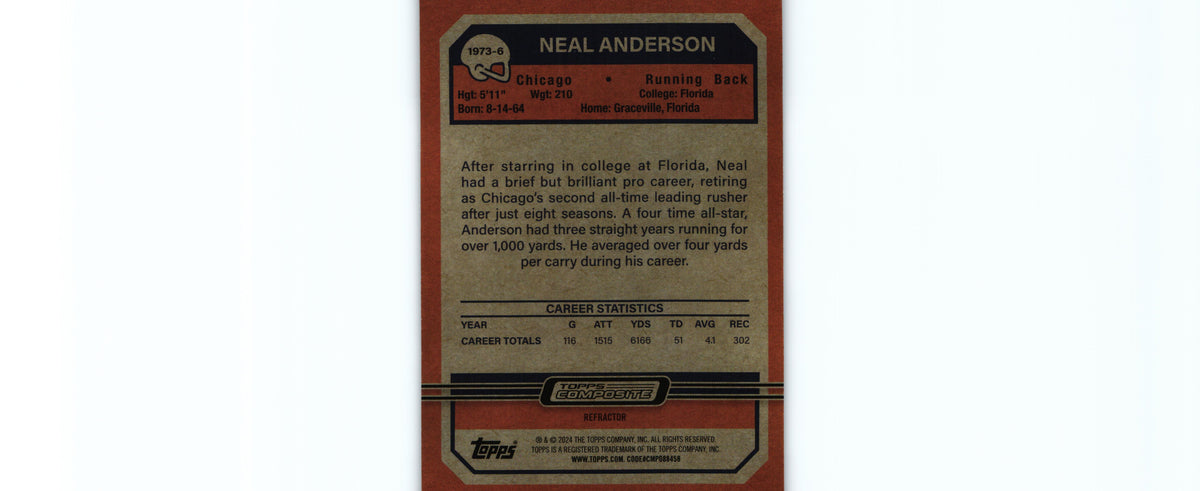 Neal Anderson 2023 REFRACTOR Topps 1973-6