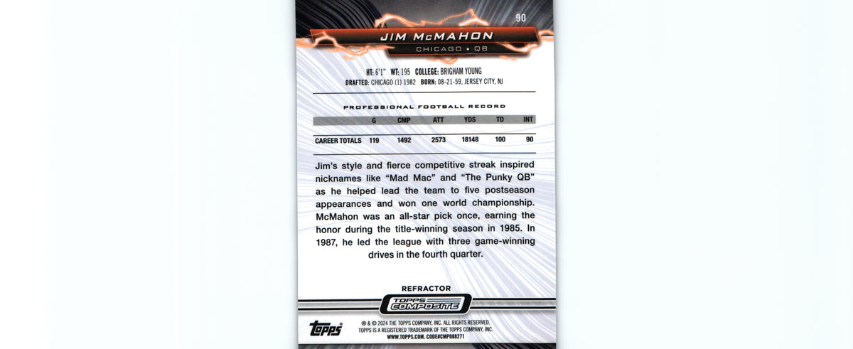 Jim McMahon 2023 REFRACTOR Topps #90