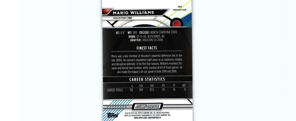 Mario Williams 2023 REFRACTOR Topps #193