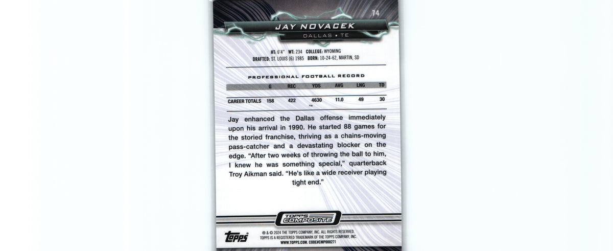 Jay Novacek 2023 BLUE&ORANGE SPARK Topps #74