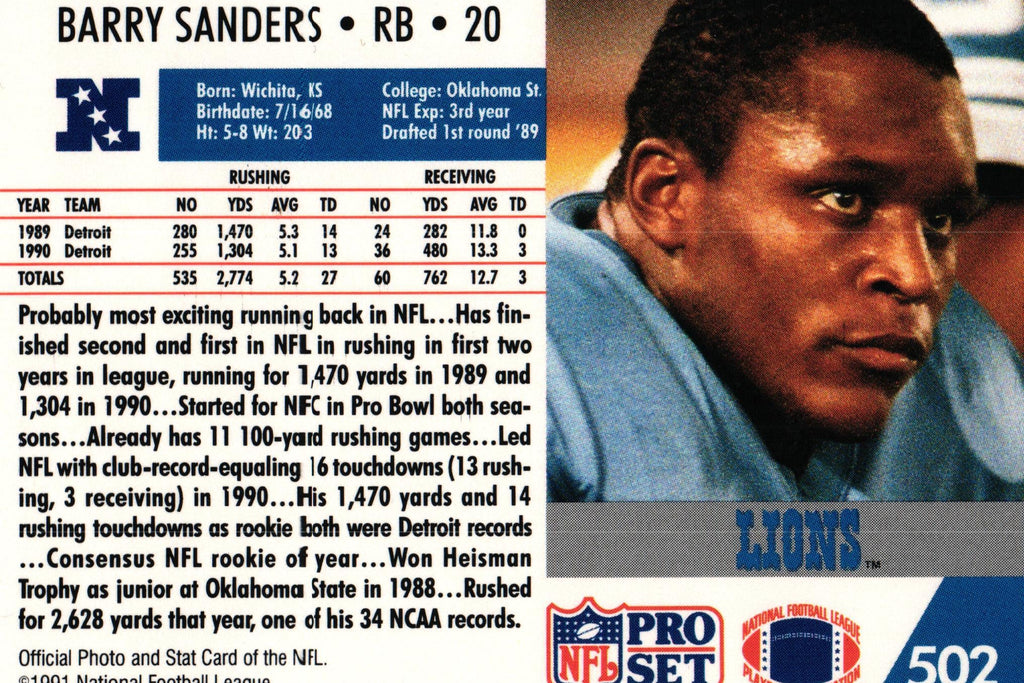 Barry Sanders 1991 Pro Set #502