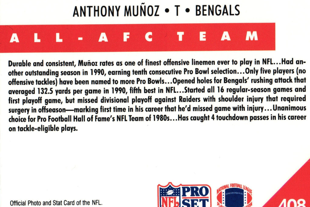 Anthony Munoz 1991 Pro Set #408