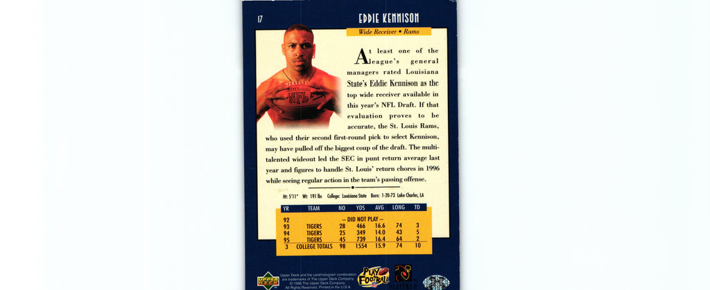 Eddie Kennison 1996 Pro Set #17 RC