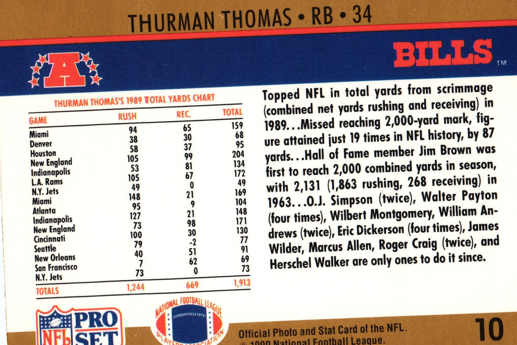 Thurman Thomas 1990 Pro Set #10