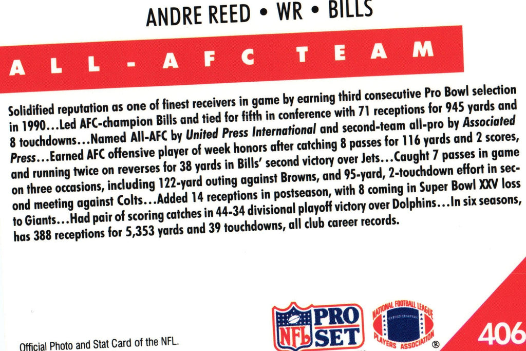 Andre Reed 1991 Pro Set #406