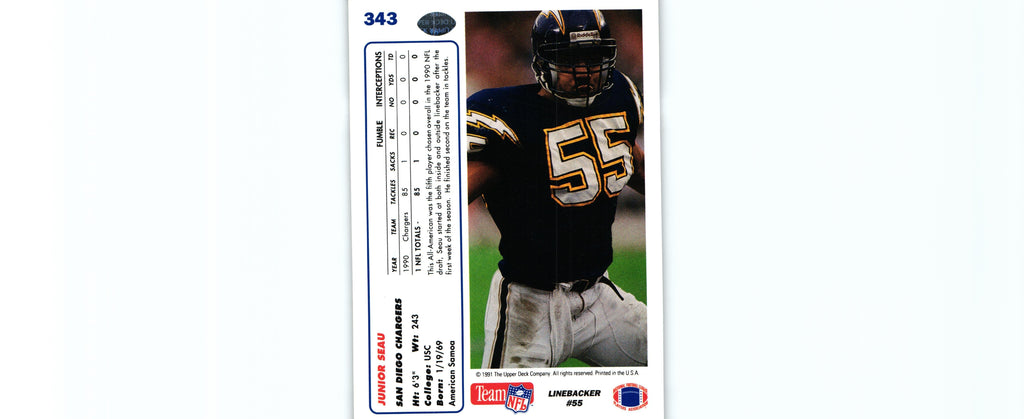 Junior Seau 1991 Upper Deck #343
