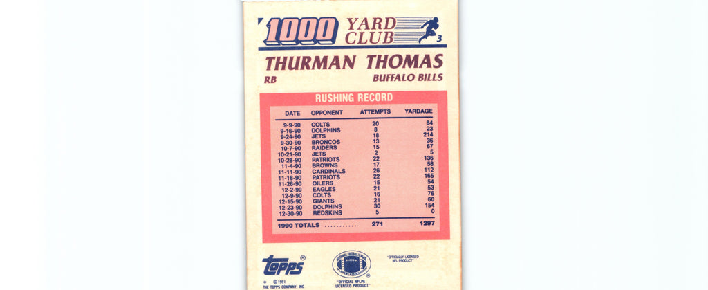 Thurman Thomas 1991 Topps #3