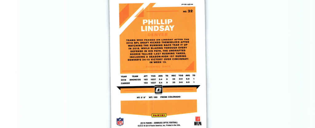 Phillip Lindsay 2019 HOLO Donruss Optic #32