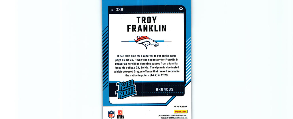 Troy Franklin 2024 RED WAVE Donruss Optic #338 RC