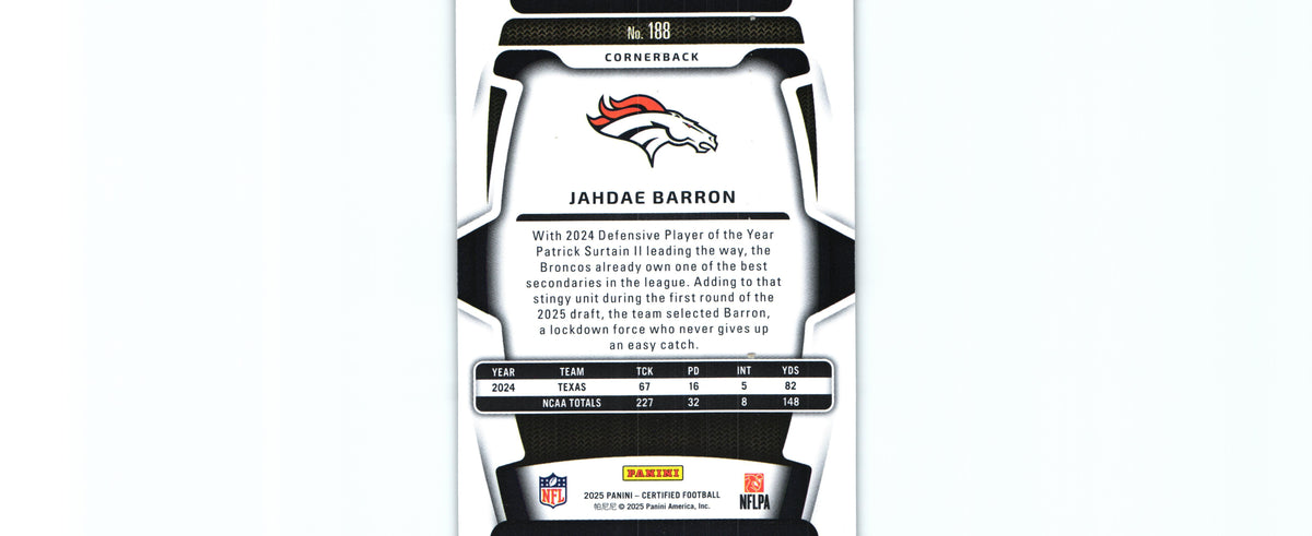 Jahdae Barron 2025 MIRROR Certified #188 /399 RC