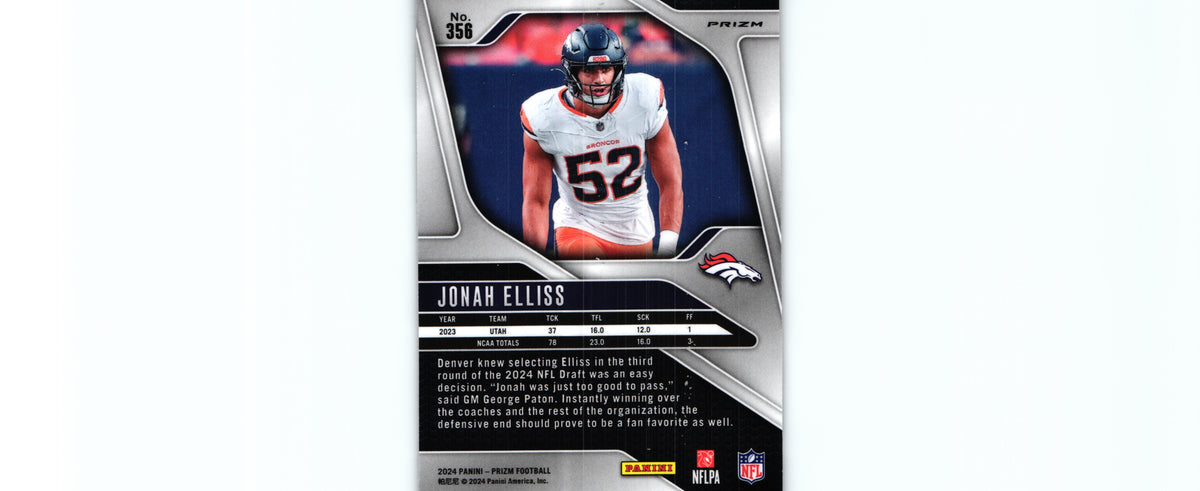 Jonah Elliss 2024 ORANGE LAZER Prizm #356 RC