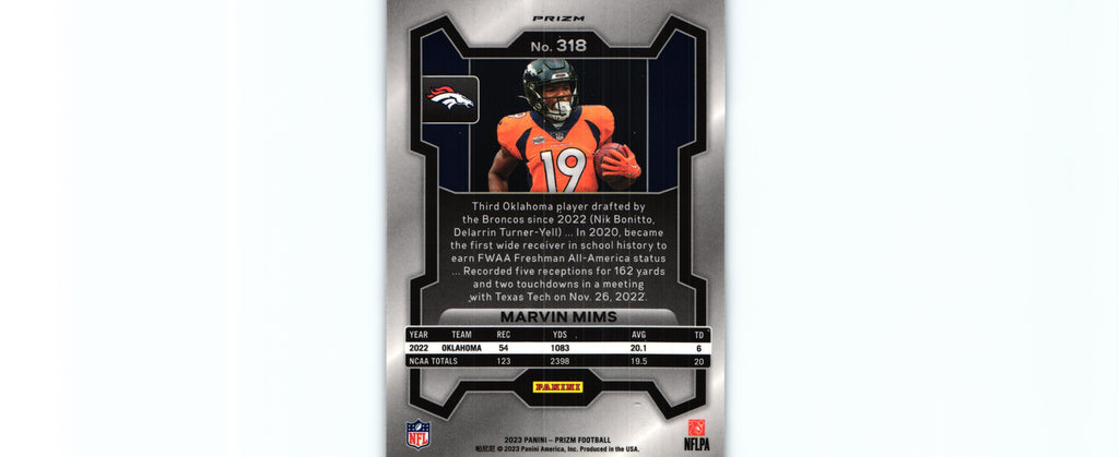 Marvin Mims 2023 SILVER VARIATION Prizm #318 RC