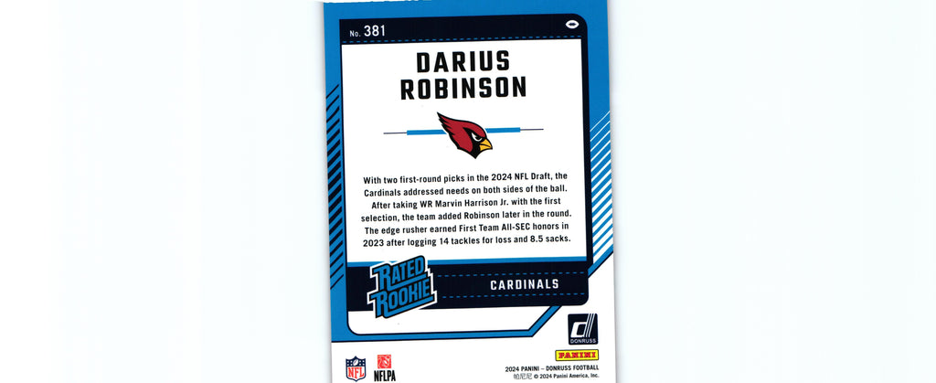 Darius Robinson 2024 PRESS PROOF RED Donruss #381 RC