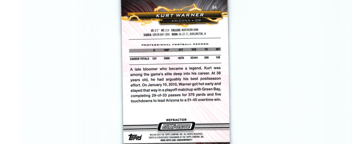 Kurt Warner 2023 REFRACTOR Topps #64