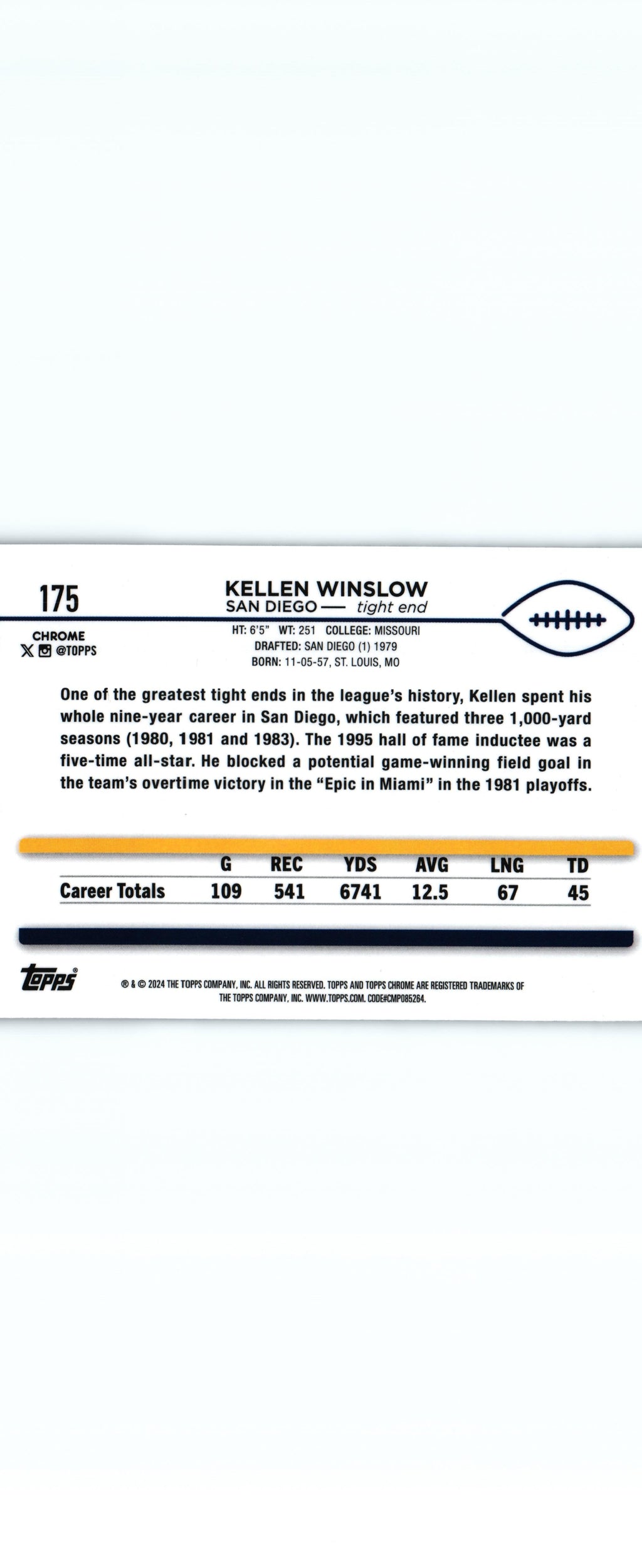 Kellen Winslow 2024 X-FRACTOR Topps #175