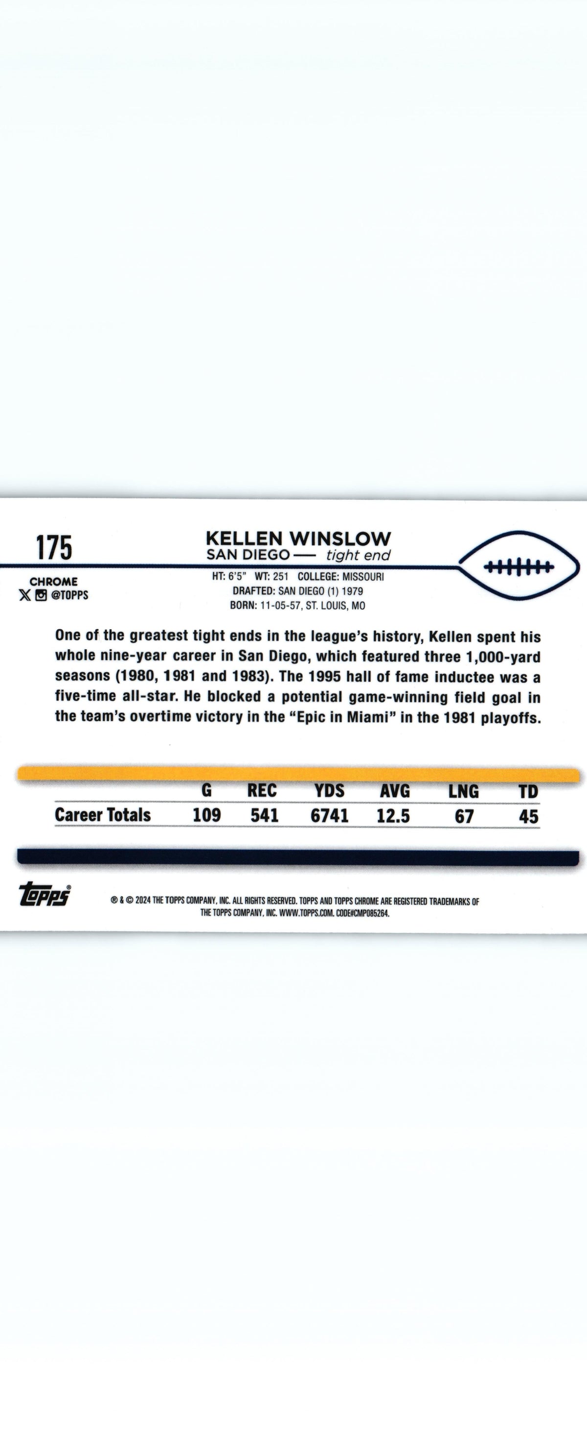 Kellen Winslow 2024 X-FRACTOR Topps #175