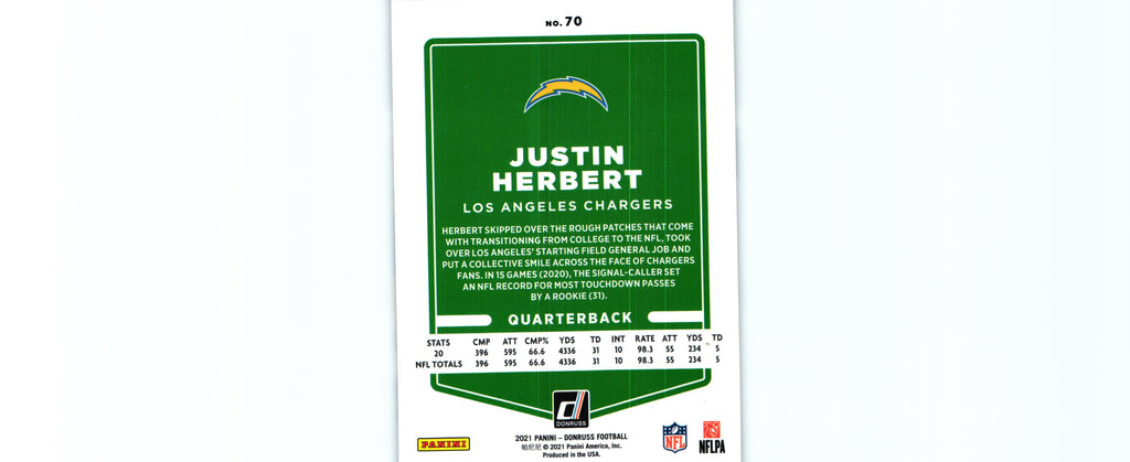 Justin Herbert 2021 VARIATION Donruss #70.2