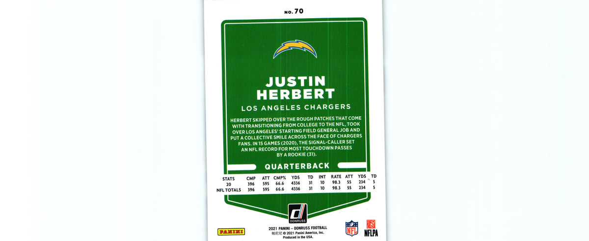 Justin Herbert 2021 VARIATION Donruss #70.2