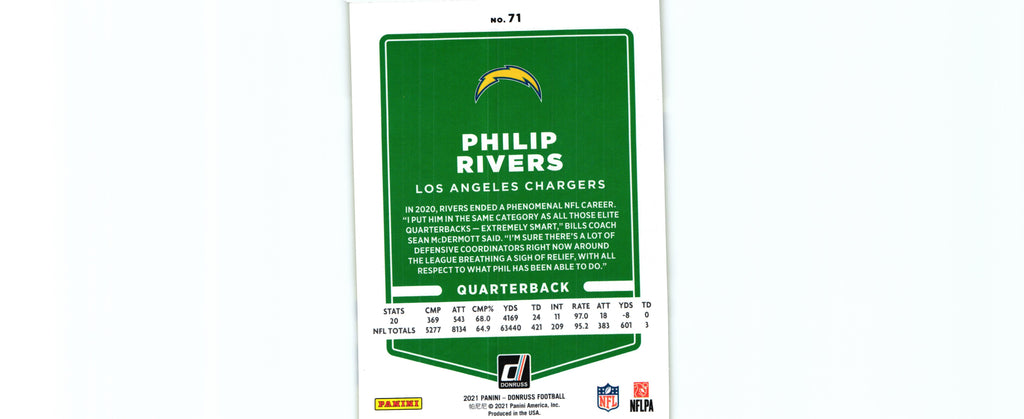 Philip Rivers 2021 PRESS PROOF YELLOW Donruss #71