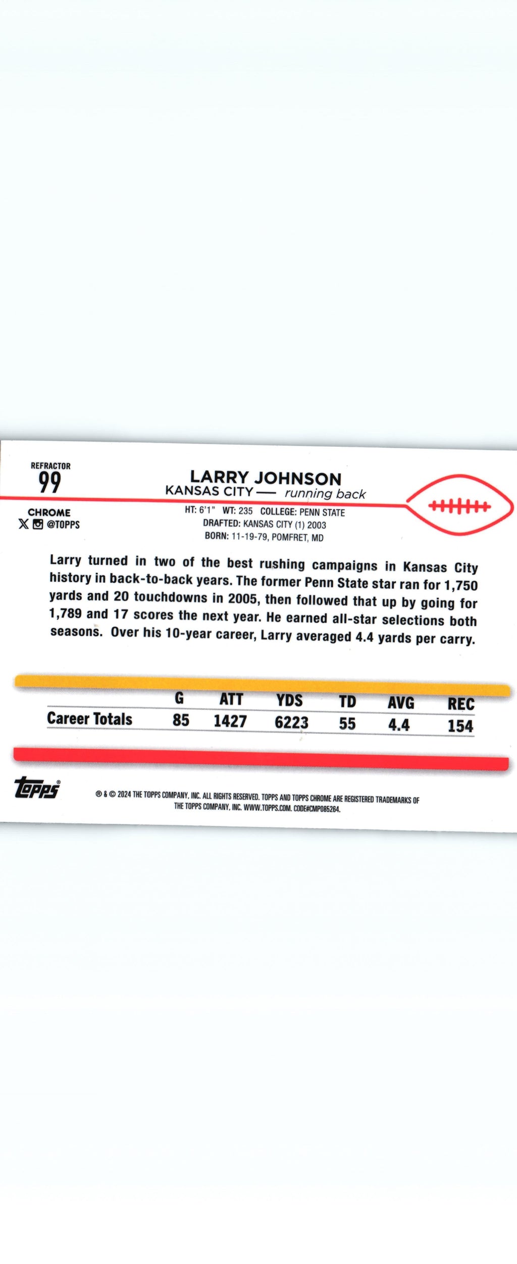 Larry Johnson 2024 Refractor Topps #99