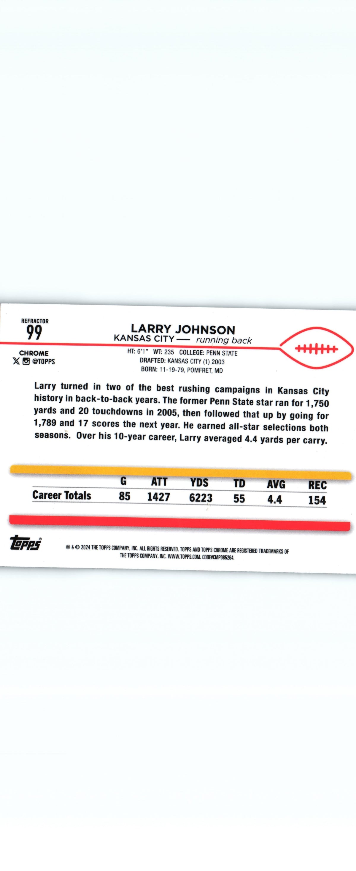 Larry Johnson 2024 Refractor Topps #99