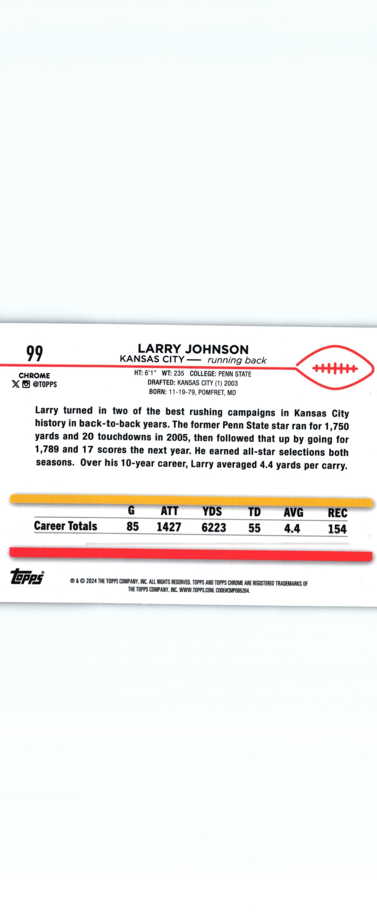 Larry Johnson 2024 X-Fractor Topps #99