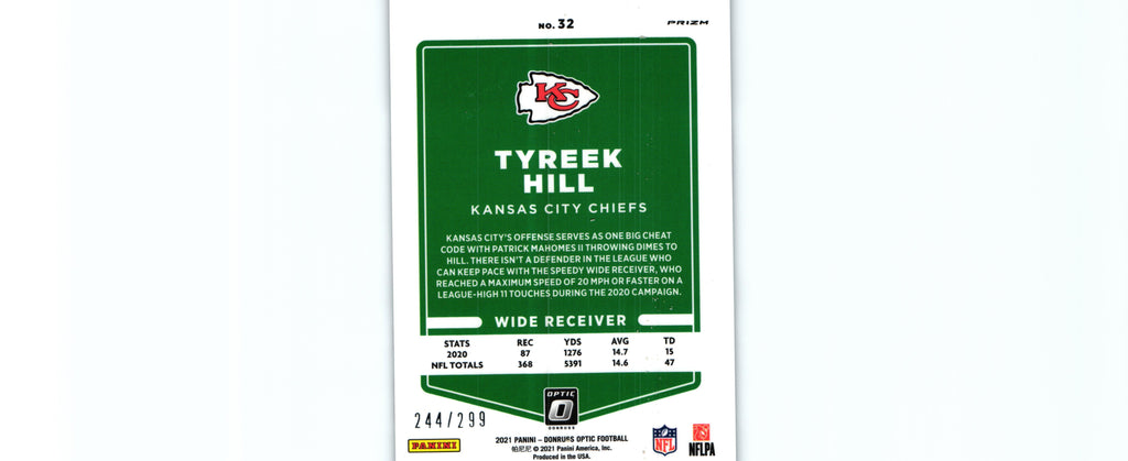 Tyreek Hill 2021 WAVE Donruss Optic #32 /299