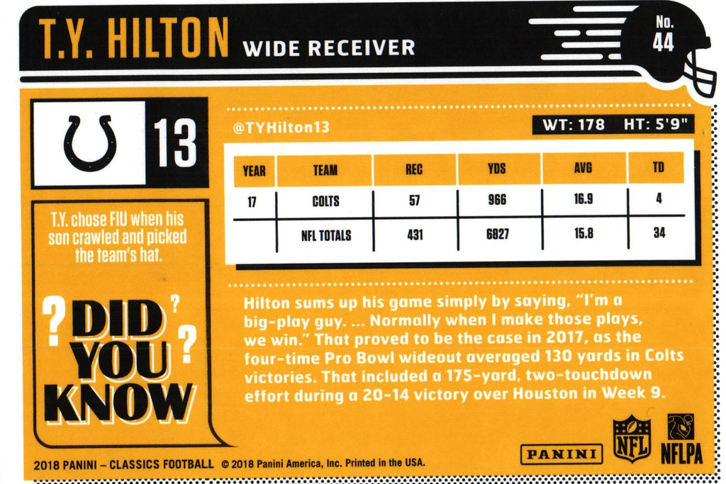 T.Y. Hilton 2018 Classics #44