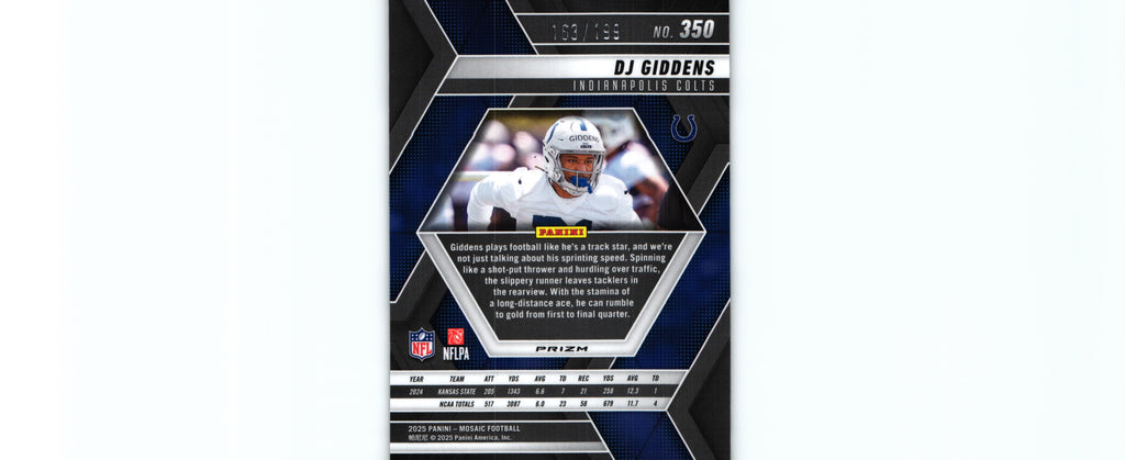 DJ Giddens 2025 ORANGE Mosaic #350 /199 RC