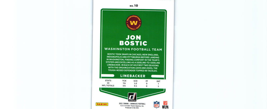 Jon Bostic 2021 PRESS PROOF BLUE Donruss #10