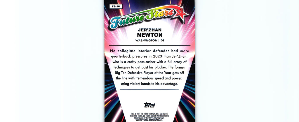 Jer'Zhan Newton 2024 LAZER REFRACTOR Topps FS-16 RC
