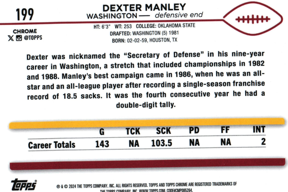 Dexter Manley 2024 X-FRACTOR Topps #199