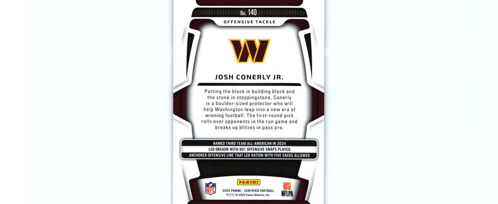 Josh Conerly 2025 Certified #188 /499 RC