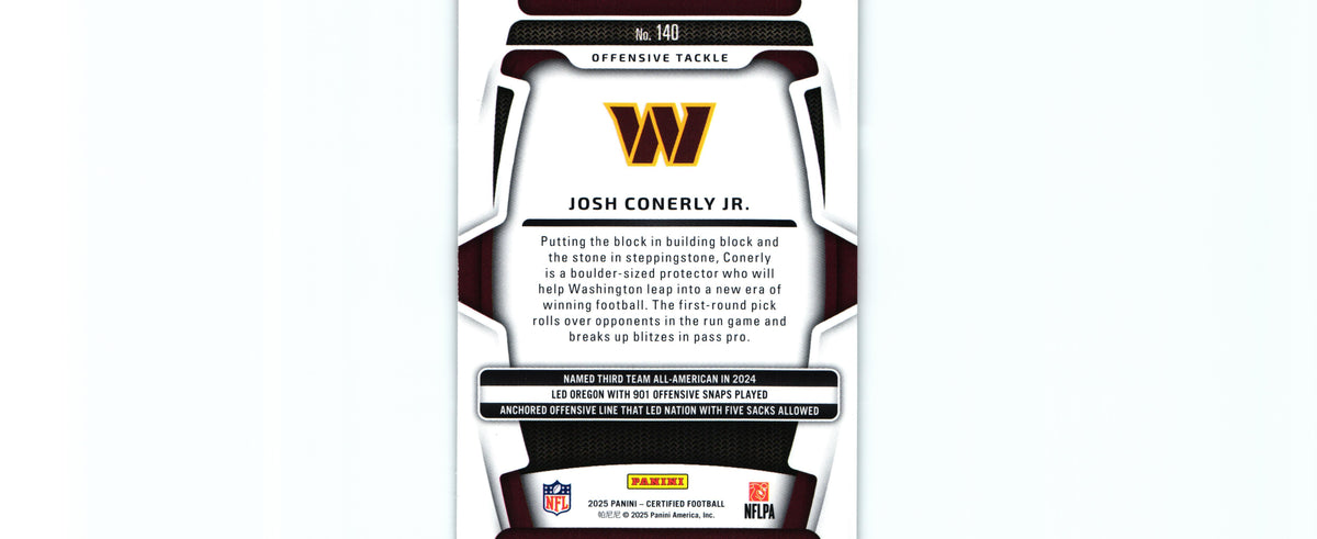 Josh Conerly 2025 Certified #188 /499 RC