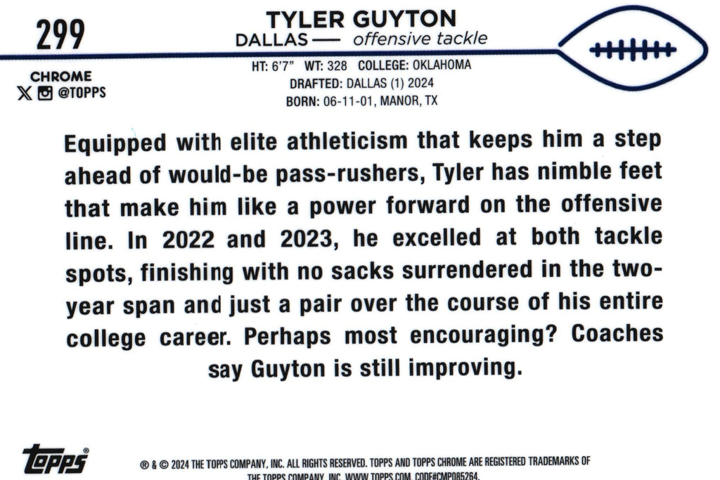 Tyler Guyton 2024 X-FRACTOR Topps #299 RC (Kopie)
