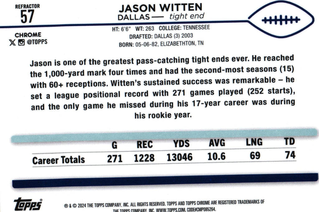 Jason Witten 2024 REFRACTOR Topps #57