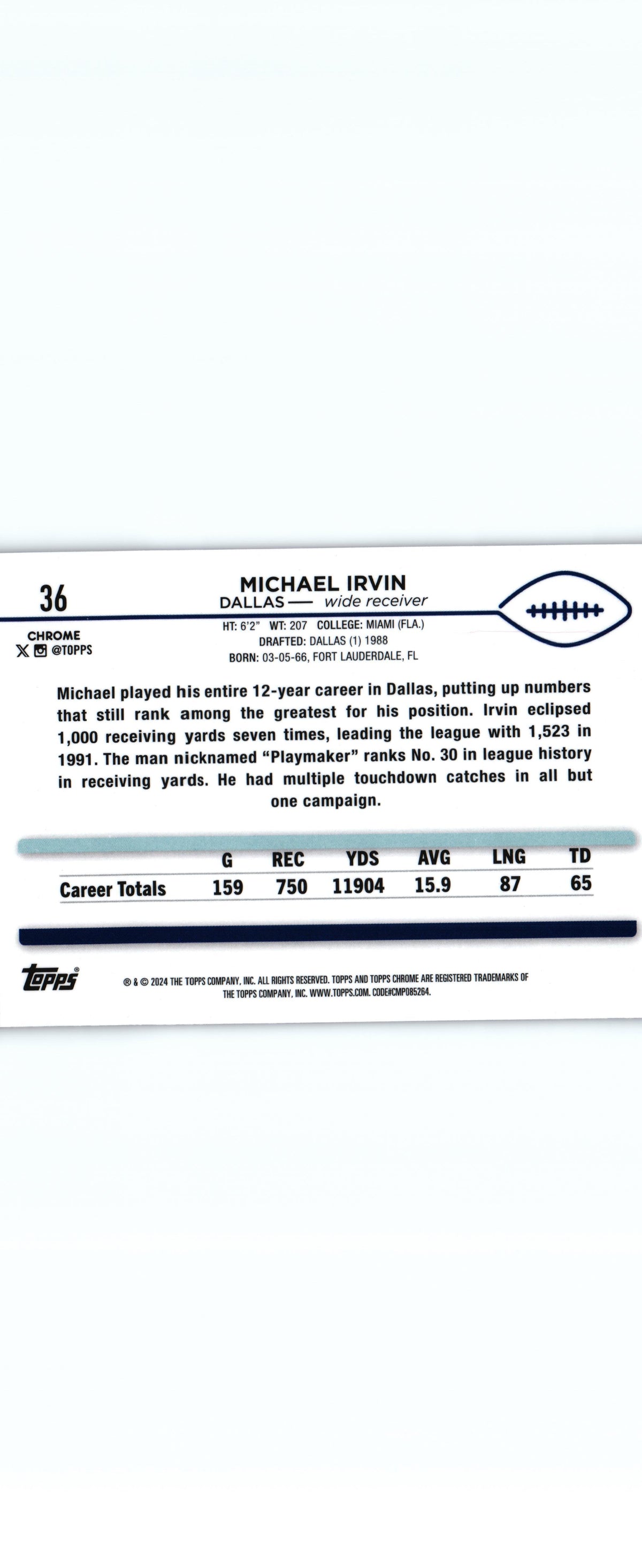 Michael Irvin 2024 PINK Topps #36