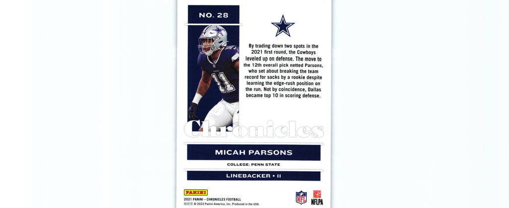 Micah Parsons 2021 Chronicles #28 RC