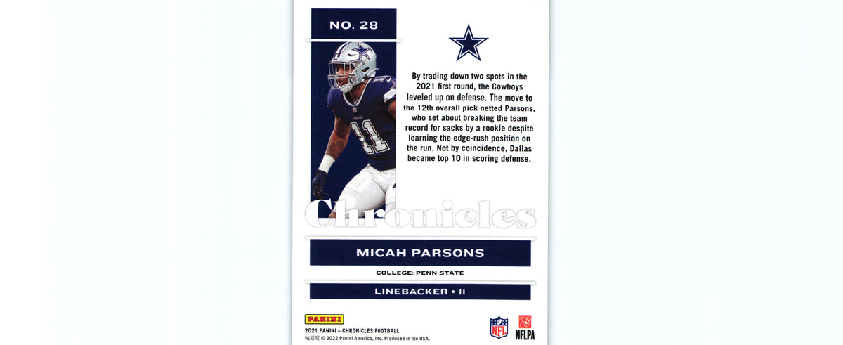 Micah Parsons 2021 Chronicles #28 RC