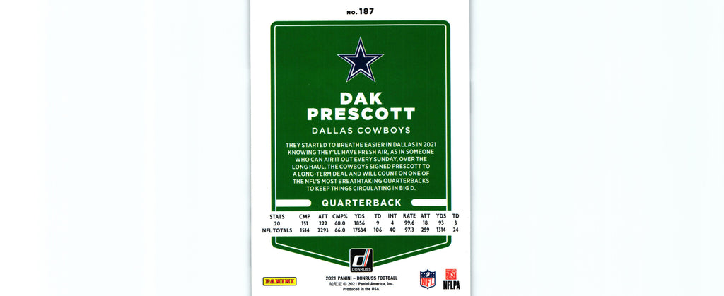 Dak Prescott 2021 VARIATION Donruss #187.2