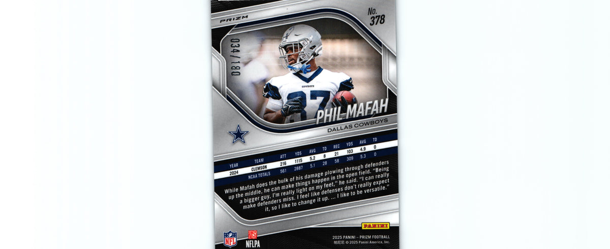 Phil Mafah 2025 PIGSKIN Prizm #378 RC /180