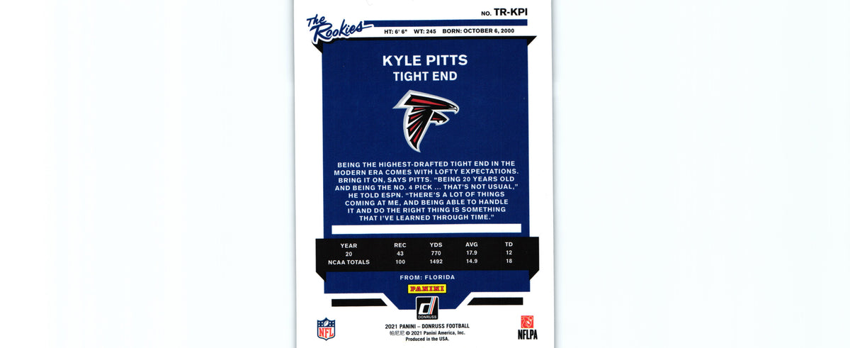 Kyle Pitts 2021 Donruss TR-KPI RC