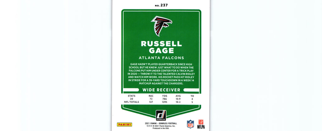 Russell Gage 2021 PRESS PROOF RED Donruss #237