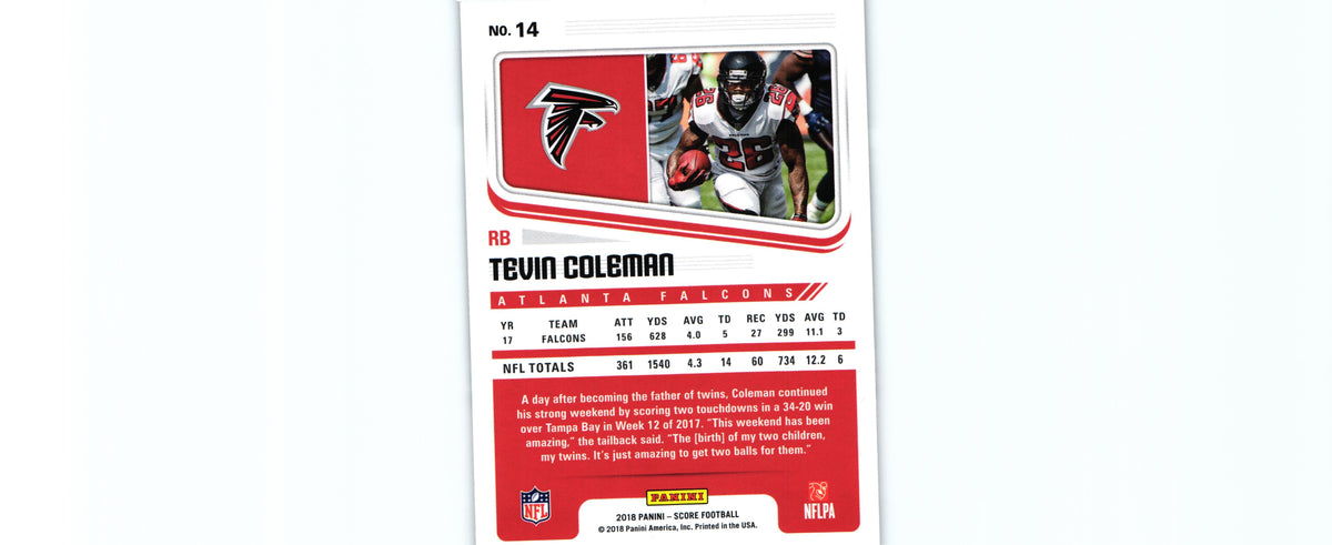 Tevin Coleman 2018 SCORECARD Score #14
