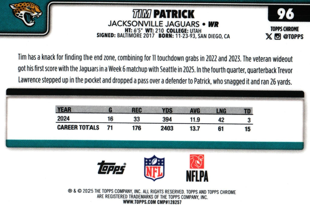 Tim Patrick 2025 PULSAR Topps #96