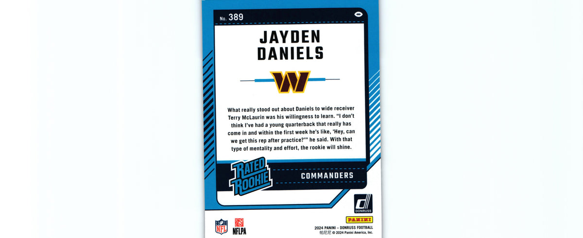 Jayden Daniels 2024 PRESS PROOF PURPLE Donruss #389 RC