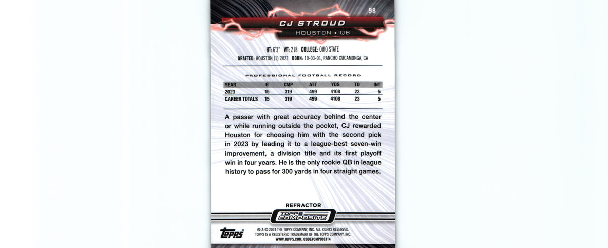 C.J. Stroud 2023 REFRACTOR Topps #98 RC